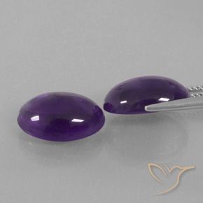Gemas de Amatista Violeta medio natural de 10.88 ct, Ovalada, Transparente