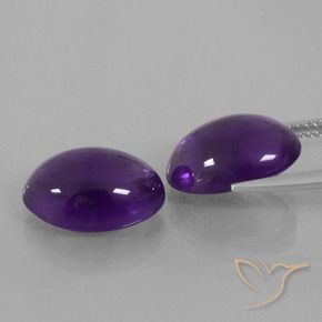 Gemas de Amatista Violeta medio natural de 10.89 ct, Ovalada, Transparente