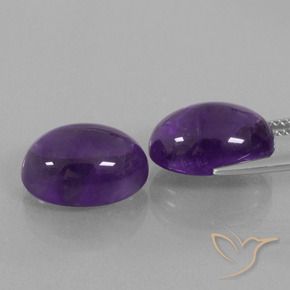 Gemas de Amatista Violeta medio natural de 14.31 ct, Ovalada, Transparente