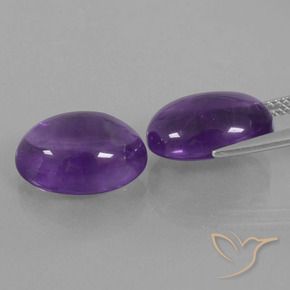 Gemas de Amatista Violeta medio natural de 12.81 ct, Ovalada, Transparente