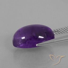Amatista Violeta medio natural de 6.95 ct, Ovalada, Transparente