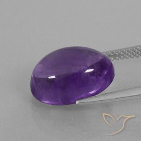 Amatista Violeta medio natural de 6.85 ct, Ovalada, Transparente