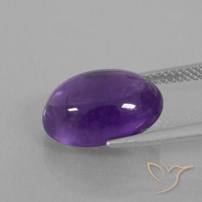 Amatista Violeta medio natural de 6.41 ct, Ovalada, Transparente