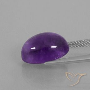 Amatista Violeta medio natural de 7.58 ct, Ovalada, Transparente