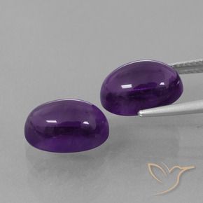 Gemas de Amatista Violeta medio natural de 9.85 ct, Ovalada, Transparente