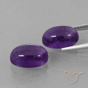 Gemas de Amatista Violeta medio natural de 8.84 ct, Ovalada, Transparente