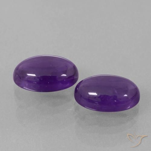 Gemas de Amatista Violeta medio natural de 7.25 ct, Ovalada, Transparente