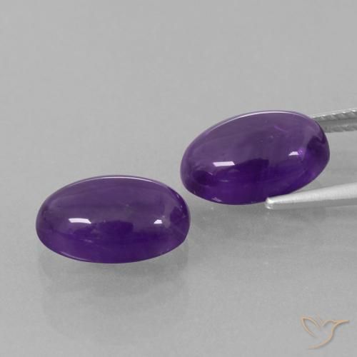 Gemas de Amatista Violeta medio natural de 7.25 ct, Ovalada, Transparente