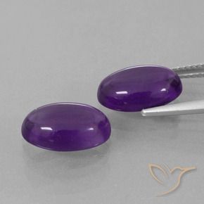 Gemas de Amatista Violeta medio natural de 6.76 ct, Ovalada, Transparente