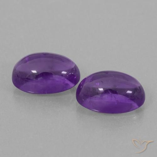Gemas de Amatista Violeta medio natural de 8.42 ct, Ovalada, Transparente