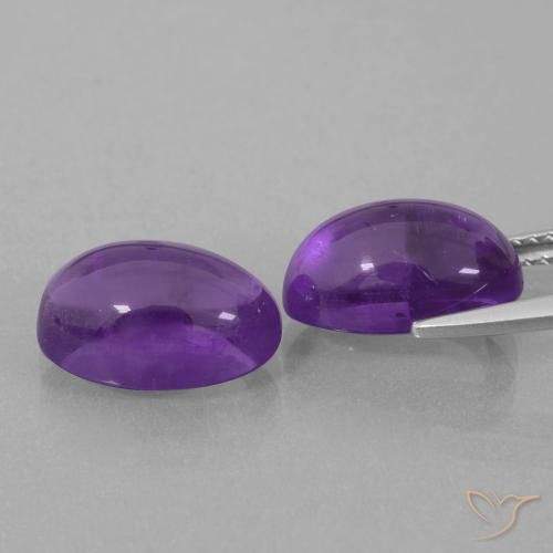 Gemas de Amatista Violeta medio natural de 8.42 ct, Ovalada, Transparente