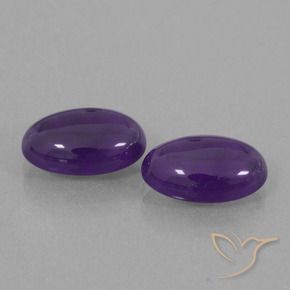 Gemas de Amatista Violeta medio natural de 6.43 ct, Ovalada, Transparente