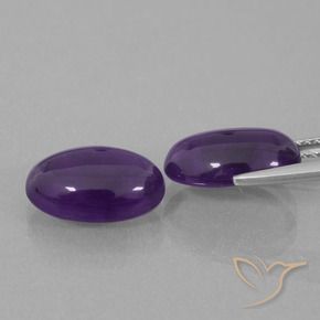 Gemas de Amatista Violeta medio natural de 6.43 ct, Ovalada, Transparente