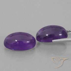 Gemas de Amatista Violeta medio natural de 8.14 ct, Ovalada, Transparente