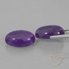 Gemas de Amatista Violeta claro medio natural de 7.09 ct, Ovalada, Transparente