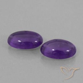 Gemas de Amatista Violeta medio natural de 6.37 ct, Ovalada, Transparente