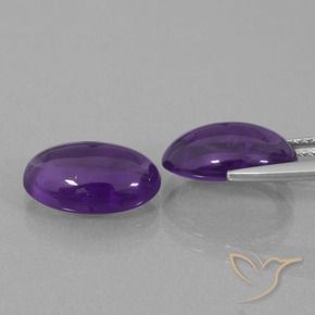 Gemas de Amatista Violeta medio natural de 6.37 ct, Ovalada, Transparente