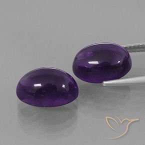 Gemas de Amatista Violeta oscuro natural de 9.17 ct, Ovalada, Transparente