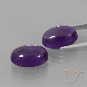 Gemas de Amatista Violeta medio natural de 7.90 ct, Ovalada, Transparente