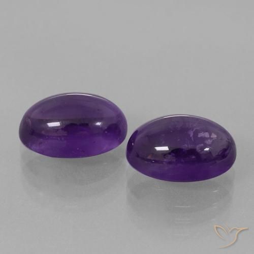 Gemas de Amatista Violeta medio natural de 8.58 ct, Ovalada, Transparente