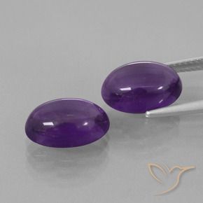 Gemas de Amatista Violeta medio natural de 7.34 ct, Ovalada, Transparente