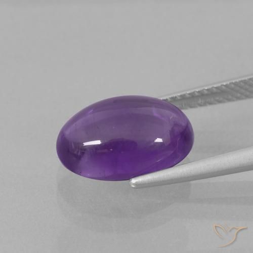 Amatista Violeta medio natural de 3.98 ct, Ovalada, Transparente