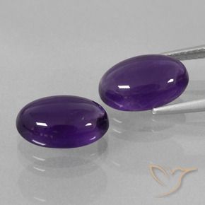 Gemas de Amatista Violeta medio natural de 6.93 ct, Ovalada, Transparente