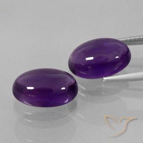Gemas de Amatista Violeta medio natural de 7.74 ct, Ovalada, Transparente