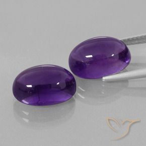 Gemas de Amatista Violeta medio natural de 8.85 ct, Ovalada, Transparente