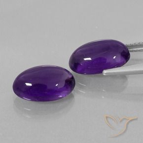Gemas de Amatista Violeta medio natural de 6.81 ct, Ovalada, Transparente