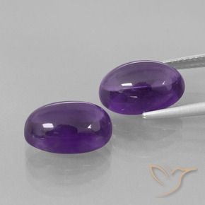 Gemas de Amatista Violeta medio natural de 8.14 ct, Ovalada, Transparente
