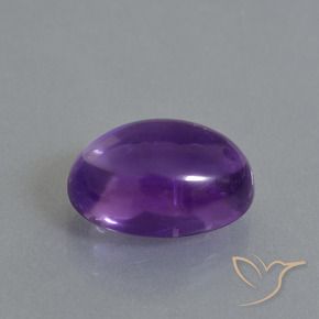 Amatista Violeta medio natural de 6.80 ct, Ovalada, Transparente