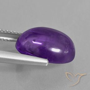 Amatista Violeta medio natural de 7.35 ct, Ovalada, Transparente
