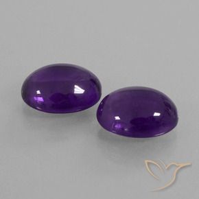 Gemas de Amatista Violeta medio natural de 6.76 ct, Ovalada, Transparente