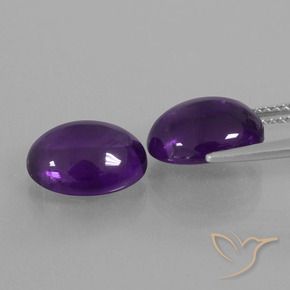 Gemas de Amatista Violeta medio natural de 6.76 ct, Ovalada, Transparente