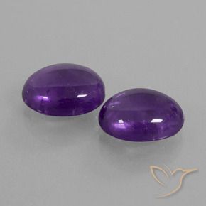 Gemas de Amatista Violeta medio natural de 6.62 ct, Ovalada, Transparente