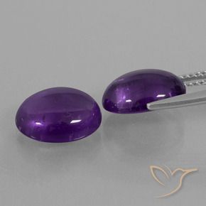 Gemas de Amatista Violeta medio natural de 6.62 ct, Ovalada, Transparente