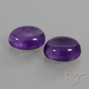 Gemas de Amatista Violeta medio natural de 7.88 ct, Ovalada, Transparente