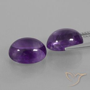 Gemas de Amatista Violeta medio natural de 7.69 ct, Ovalada, Transparente