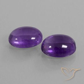 Gemas de Amatista Violeta medio natural de 7.01 ct, Ovalada, Transparente