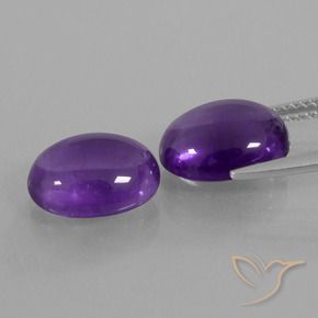 Gemas de Amatista Violeta medio natural de 7.01 ct, Ovalada, Transparente