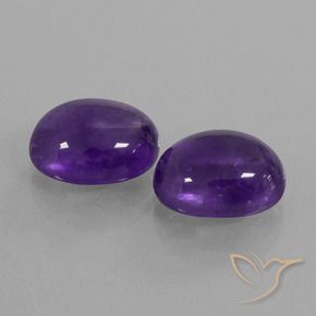 Gemas de Amatista Violeta medio natural de 7.69 ct, Ovalada, Transparente
