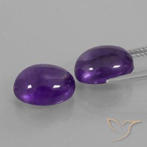 Gemas de Amatista Violeta medio natural de 7.69 ct, Ovalada, Transparente