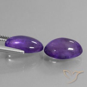 Gemas de Amatista Violeta medio natural de 9.92 ct, Ovalada, Transparente