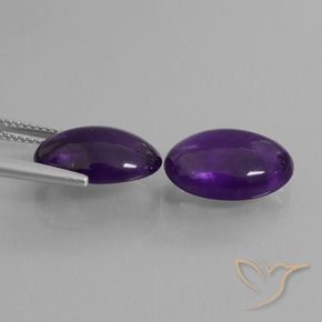 Gemas de Amatista Violeta medio natural de 10.19 ct, Ovalada, Transparente