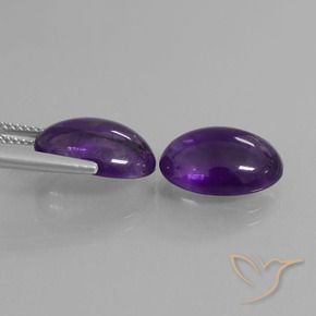 Gemas de Amatista Violeta medio natural de 10.17 ct, Ovalada, Transparente