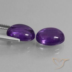 Gemas de Amatista Violeta oscuro natural de 6.73 ct, Ovalada, Transparente