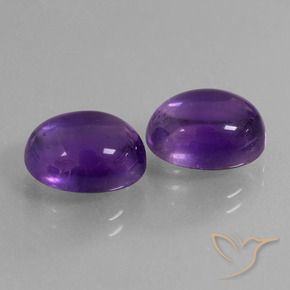Gemas de Amatista Violeta medio natural de 8.76 ct, Ovalada, Transparente