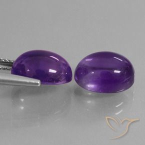 Gemas de Amatista Violeta medio natural de 8.76 ct, Ovalada, Transparente