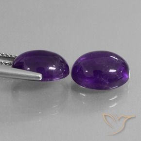 Gemas de Amatista Violeta medio natural de 8.01 ct, Ovalada, Transparente